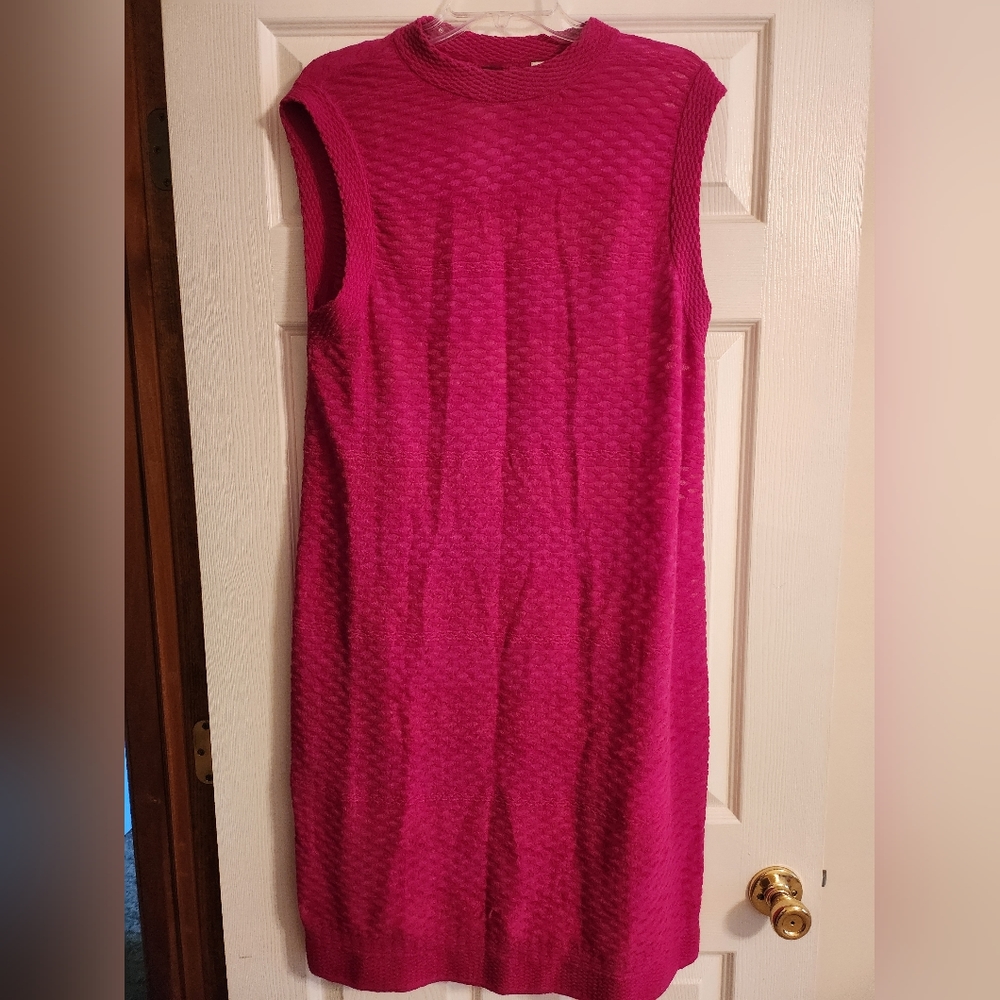 M by MISSONI Hot Pink Knit Sleeveless Dress Keyhole Slip Vintage sz 48 US 12